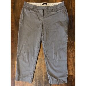 LANDS' END-Women- black/white striped cotton stretch "Fit 2" capri-12P